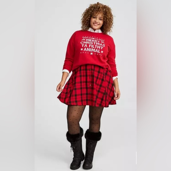 torrid Dresses & Skirts - Torrid NWT Skater Button Front Mini Skirt 2X 18/20 Holiday Plaid Academia